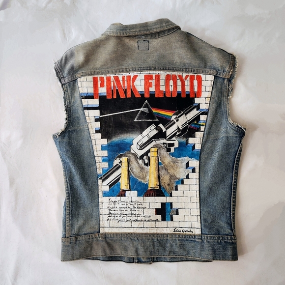 Vintage Other - 1970's Lee hand painted Pink Floyd distressed denim vest Mens M